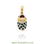 14K Yellow Gold & Rhodium September/Sapphire Baby Shoe Charm