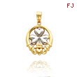 14K Yellow Gold & Rhodium Shamrock Claddagh Pendant