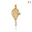 14K Yellow Gold & Rhodium Tennis Racquet & Ball Charm