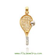 14K Yellow Gold & Rhodium Tennis Racquet & Ball Charm