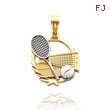 14K Yellow Gold & Rhodium Tennis Theme Pendant