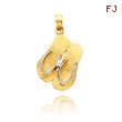 14K Yellow Gold & Rhodium Textured Double Flip Flop Pendant