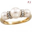 14K Yellow Gold 07.00- 05.00-05.50 Freshwater Cultured Pearl And Diamond Ring