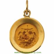 14K Yellow Gold 11.5 Rd Baptism Pend Medal