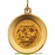 14K Yellow Gold 14.75 Rd Baptism Pendant Medal