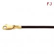 14K Yellow Gold 16 Inch Brown Leather Chain