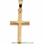 14K Yellow Gold 17.5x12 Cross Pendant