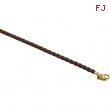 14K Yellow Gold 18 Inch Brown Braided Leather Cord Chain