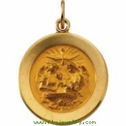 14K Yellow Gold 18.0 Rd Baptism Pendant Medal