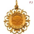 14K Yellow Gold 18.5 Rd Holy Spirit Pend Medal