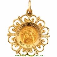 14K Yellow Gold 18.5 Rd Perpetual Help Pend Medal