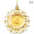 14K Yellow Gold 18.5 Rd St Anthony Pend Medal