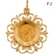 14K Yellow Gold 18.5 Rd St Patrick Pend Medal