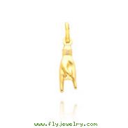 14K Yellow Gold "Goodluck" Hand Sign Language Charm