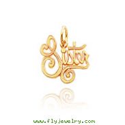 14K Yellow Gold "Sister" Charm