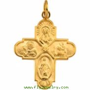 14K Yellow Gold 24.4x21.5 Four Way Medal