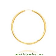 14K Yellow Gold 2.50x40mm Satin & Polished Diamond Cut Endless Hoops