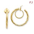 14K Yellow Gold 26mm Non-Pierced Twisted Hoop Earrings