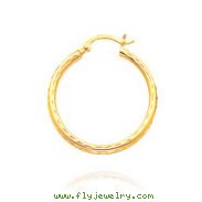 14K Yellow Gold 2x20mm Diamond Cut Round Tube Hoops