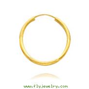 14K Yellow Gold 2x20mm Satin & Polished Diamond Cut Endless Hoops