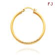 14K Yellow Gold 2x25mm Diamond Cut Round Tube Hoops