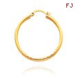 14K Yellow Gold 2x25mm Diamond Cut Round Tube Hoops