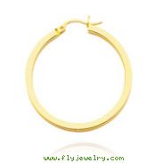 14K Yellow Gold 2x30mm Square Tube Hoops