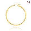 14K Yellow Gold 2x40mm Diamond Cut Round Tube Hoops
