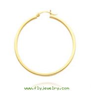 14K Yellow Gold 2x40mm Square Tube Hoops