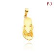 14K Yellow Gold 3-D Flip Flop Pendant