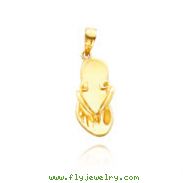 14K Yellow Gold 3-D Flip Flop Pendant