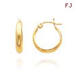 14K Yellow Gold 3.50x15mm Polished Hoop Earrings