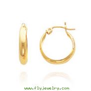 14K Yellow Gold 3.50x15mm Polished Hoop Earrings
