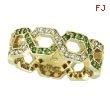 14K Yellow Gold .37ct Tsavorite & .34ct Diamond Open Hexagonal-Shaped Eternity Ring