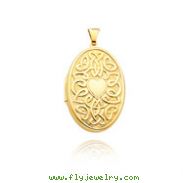 14K Yellow Gold 38mm Oval-Shaped Talking Celtic Heart Locket