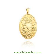 14K Yellow Gold 38mm Oval-Shaped Talking Celtic Heart Locket