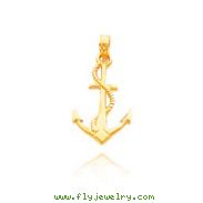 14K Yellow Gold 3D Anchor Pendant