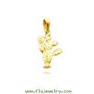 14K Yellow Gold 3D Cactus Pendant