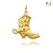 14K Yellow Gold 3D Cowboy Boot Pendant