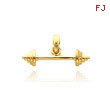 14K Yellow Gold 3D Dumbbell Pendant