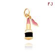 14K Yellow Gold 3D Enameled Lipstick Charm