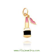 14K Yellow Gold 3D Enameled Lipstick Charm