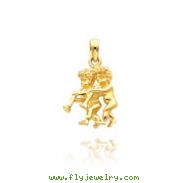 14K Yellow Gold 3D Gemini Zodiac Pendant