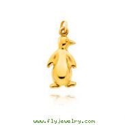 14K Yellow Gold 3D Penguin Charm