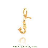 14K Yellow Gold 3D Saxophone Charm