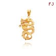 14K Yellow Gold 3D Textured Dragon Pendant