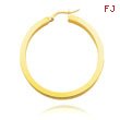 14K Yellow Gold 3x40mm Square Tube Hoops