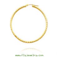 14K Yellow Gold 3x45mm Diamond Cut Tube Hoops