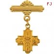 14K Yellow Gold 4-way Cross Baptismal Pin