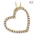 14K Yellow Gold .40ct Diamond Slanted Heart Pendant Necklace